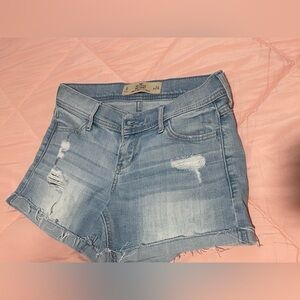 Hollister Light Blue Distressed Denim Shorts